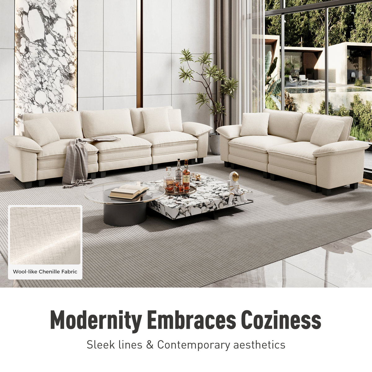 Deep Seat Sofa Chair With Throw Pillow